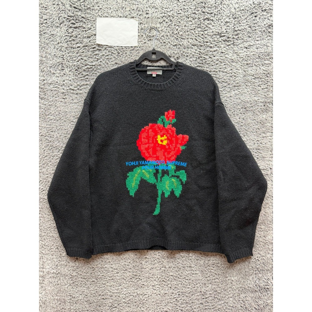 Supreme x Yohji Yamamoto FW20 Oversized Wool Knit Pullover Sweater Black Size M